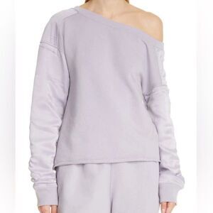 RTA NWT Alessia Drape Shoulder Pullover Sweatshirt in Dark Mauve XS MSRP $390